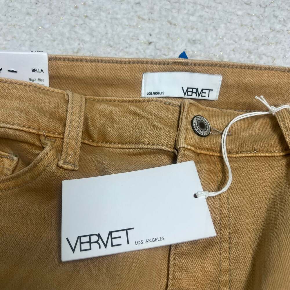 Vervet Bella High-rise Flare Size 32 Tan Women's Jeans Los Angeles Distress NWT - Picture 3 of 10